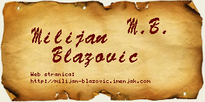 Milijan Blažović vizit kartica